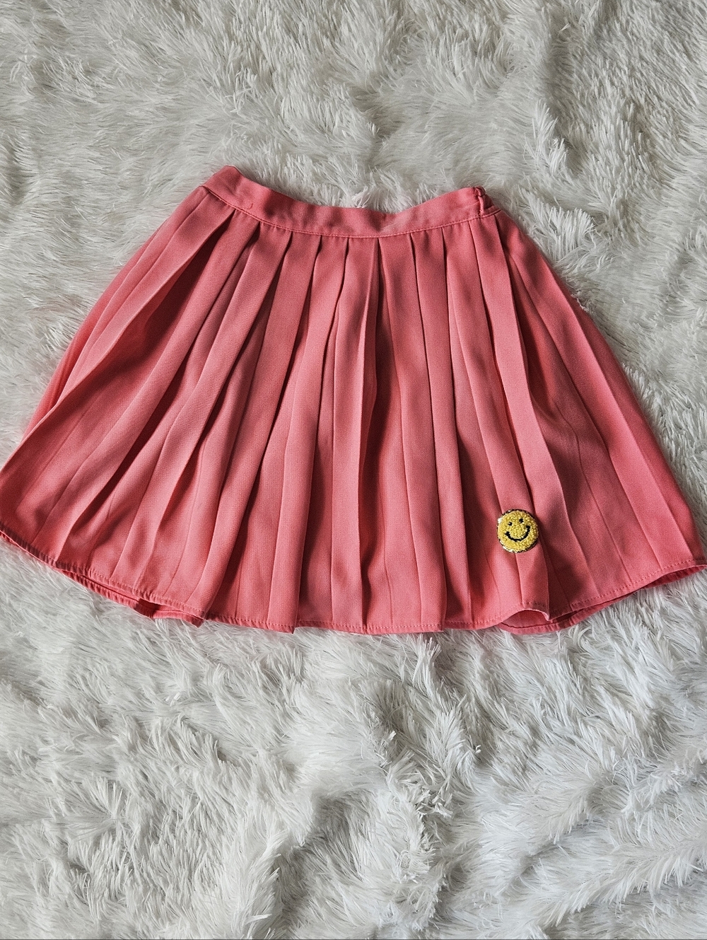 Lola + The Boys Coral Pink Pleated Skater Skirt